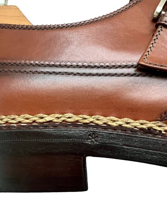 $2500 A. Testoni NORVEGESE Goodyear Mens Monkstrap Wingtip Shoes US 9 /UK 8 /42 main image 11